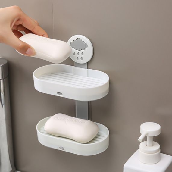 ĐĨA ĐỰNG XÀ PHÒNG DÁN TƯỜNG NHÀ TẮM 2 TẦNG ĐỰNG HÌNH ĐÁM MÂY Khay xà phòng, Khay nhà tắm Kệ nhà tắm, kệ phòng tắm, giá để xà phòng, Giá để đồ nhà tắm, Ke nha tam, ke phong tam, gia de xa phong, Gia de do nha tam