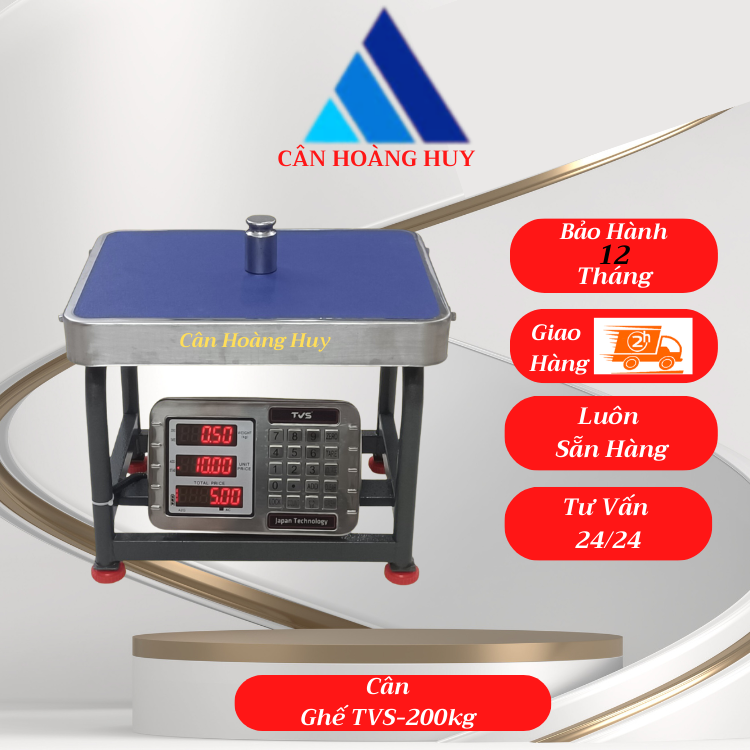 Tvs-200kg electronic seat scale with functions of weighing, cash register, excluding packaging, plus... 12 months warranty, Hoang Huy scale