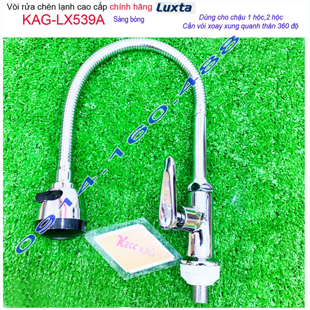 [HCM]Vòi chậu rửa chén bát lạnh Luxta KAG-LX539A cần bẻ, Vòi chậu lạnh lò xo tay gạt vần trăng ống mềm nước mạnh sử dụng tốt