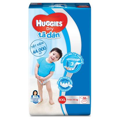 Tã Dán Huggies M76/L68/XL62/XXL56 - Đệm Mây Co Giãn (Mẫu Mới)