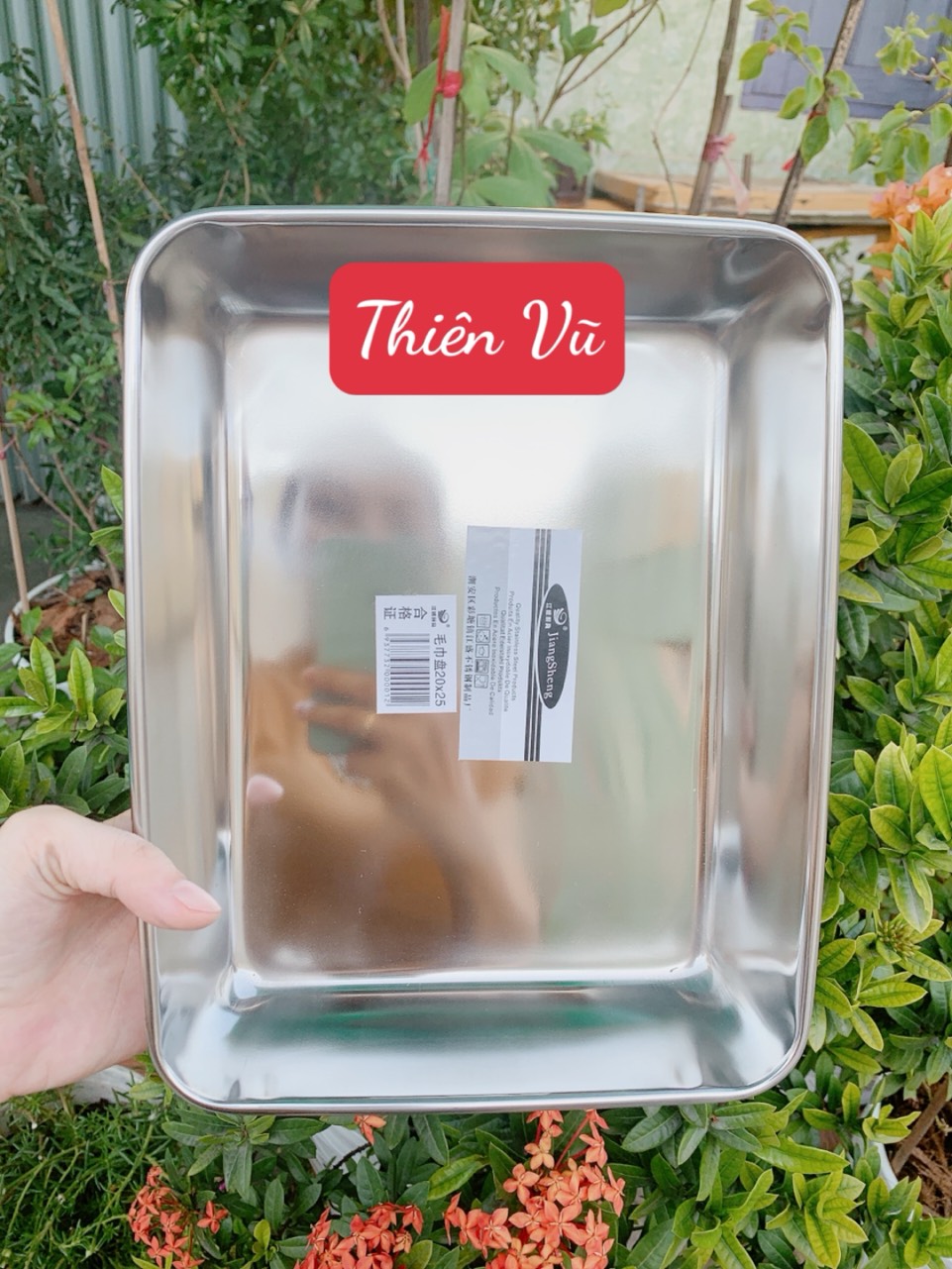 Khay inox hình chữ nhật, khay sâu xịn đựng thức ăn inox 304 nhiều size, khay nướng bánh - gia dụng Thiên Vũ