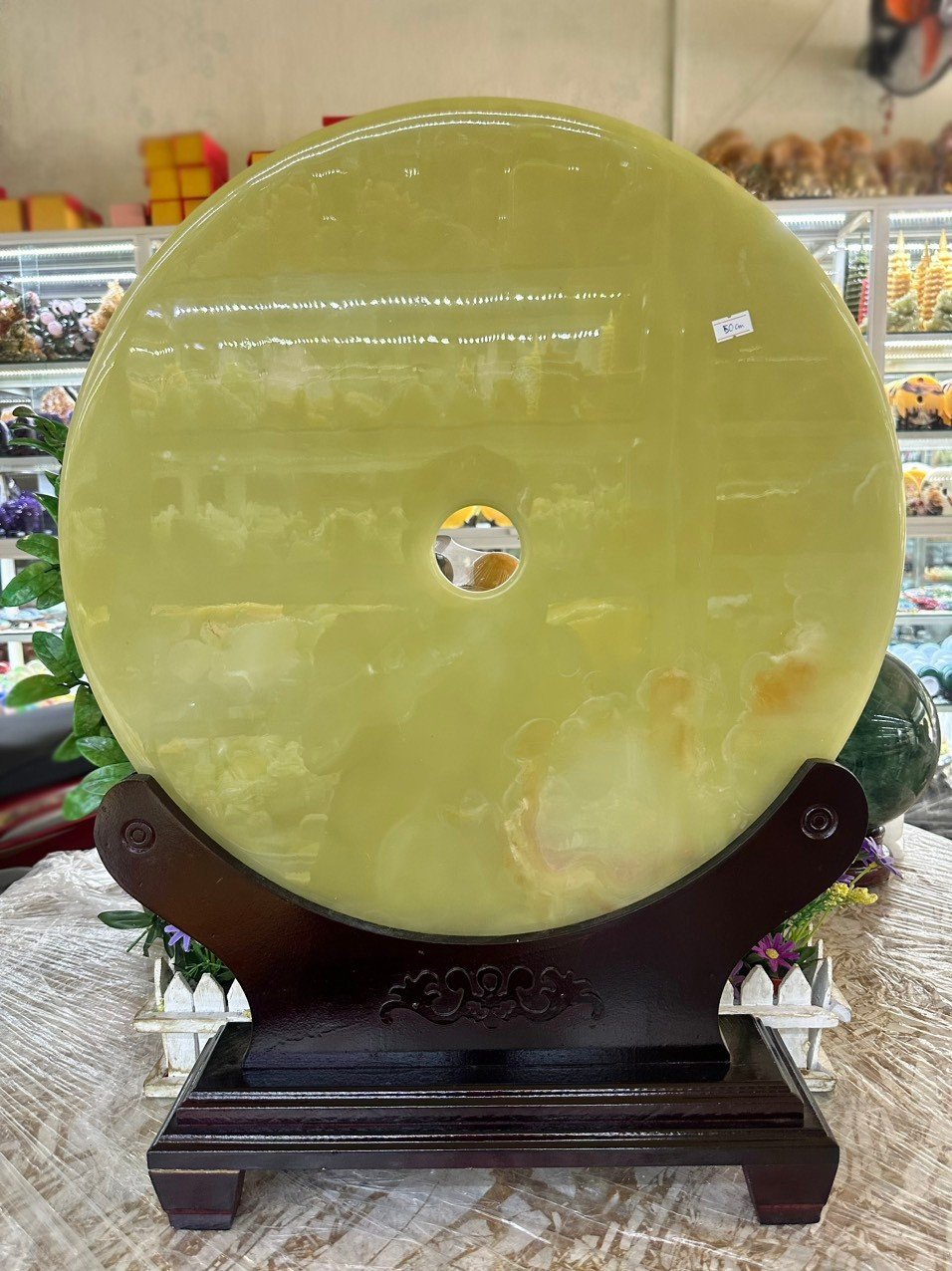 Đồng điếu, đồng tiền phong thủy đá ngọc Onyx - Đường kính 50 cm