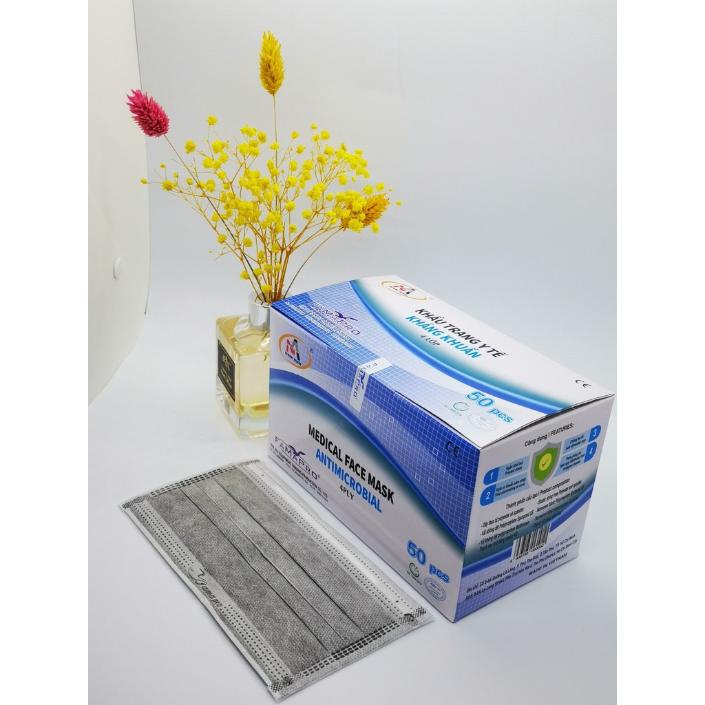 Khẩu trang y tế 4 lớp kháng khuẩn hộp 50 cái