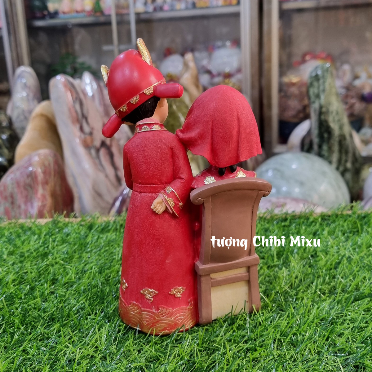 Cặp Tân Lang - Tân Nương 18cm mẫu Vén Rèm E Thẹn