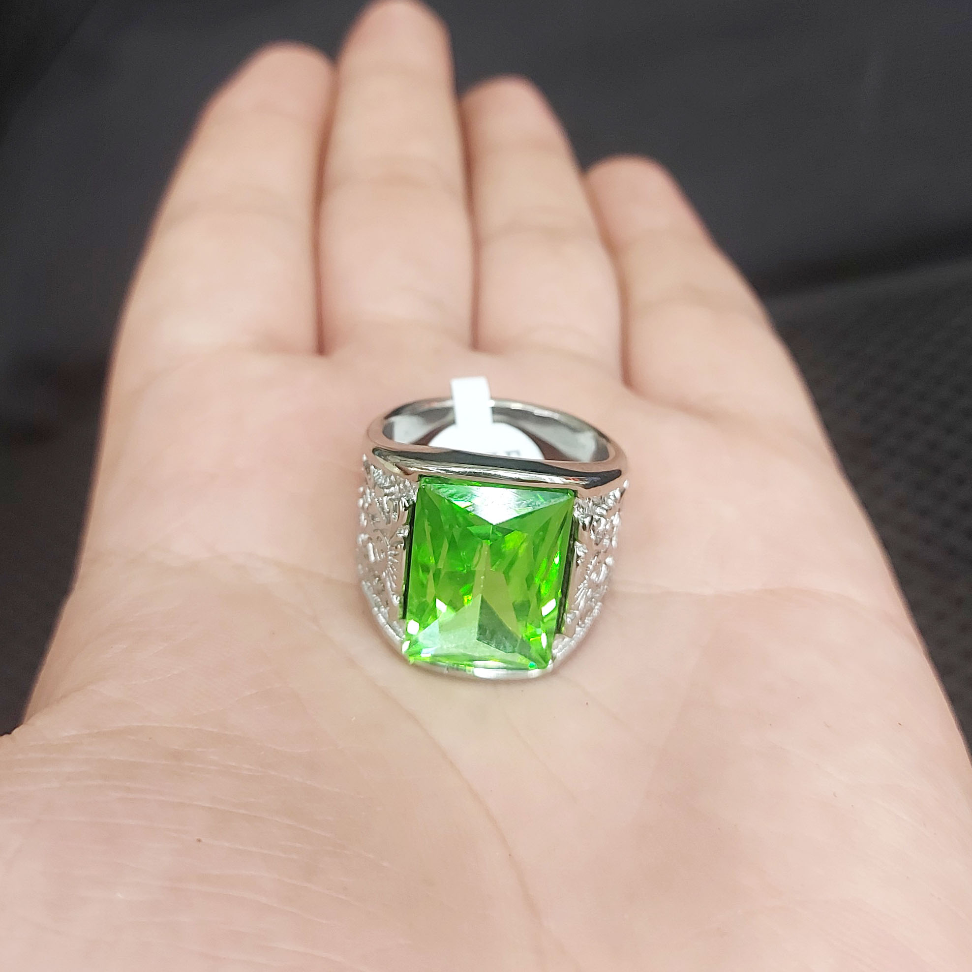 Nhẫn nam đính đá nhiều màu chạm màu bạc nhẫn to cá tính - Bền Đẹp - Tôn VInh Phái Mạnh   - Tubi Cony -  N188 - 145 - DX  - TCH