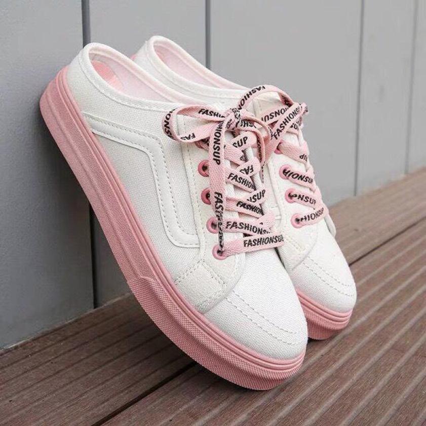 (Video)Giày sục nữ giày thể thao sneaker nữ độn đế hồng kiểu dáng cổ điển FS thời trang giá rẻ