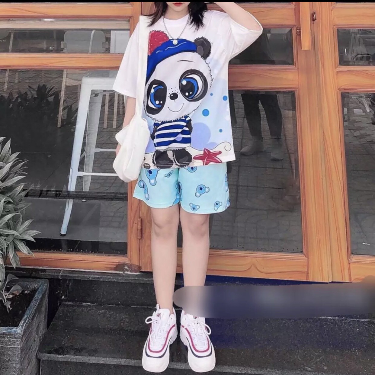 Đồ Bộ Coton Gấu Mắt Bự Hoạt Hình 3D Cartoon Dễ Thương Unisex Freesize Đồ Bộ Mặc Nhà Đồ Bộ Dễ Thương TTSLB0045