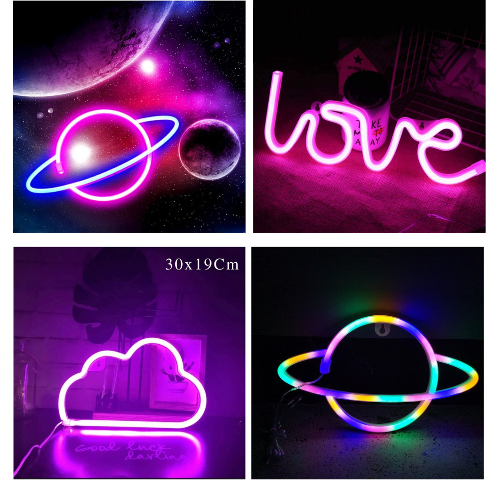 đèn led neon treo tường, trang trí decor phòng ngủ [tặng móc treo]