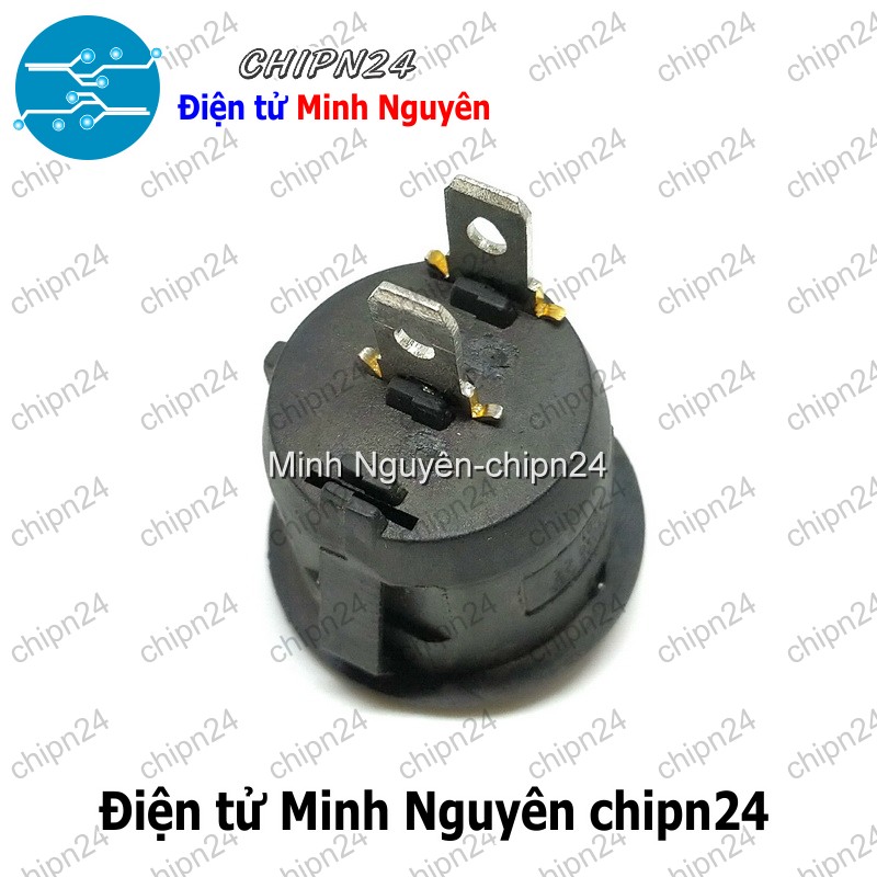 [2 cái] (F98.1) Công tắc Tròn 20MM Đen 2 Chân 2 vị trí (6A 250VAC) (CTTD2C20mm) - HH001393