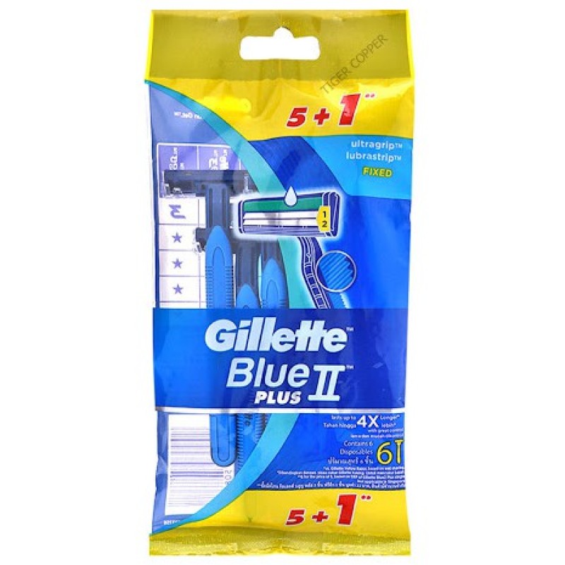 Bộ 6 cây dao cạo râu 2 lưỡi Gillette Blue II Plus giá rẻ