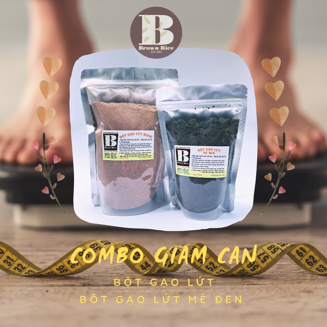 Combo Bột gạo lứt và mè đen Brown Rice giảm cân đẹp da ( 2 sản phẩm )