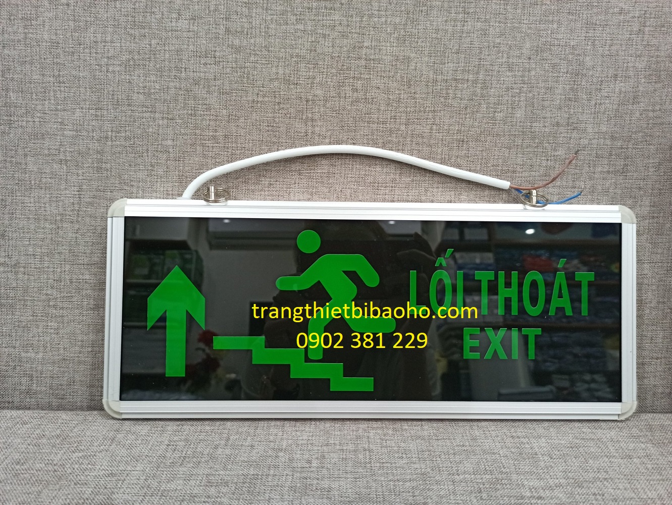 Đèn chỉ dẫn exit thoát hiểm 2 mặt dùng điện AED