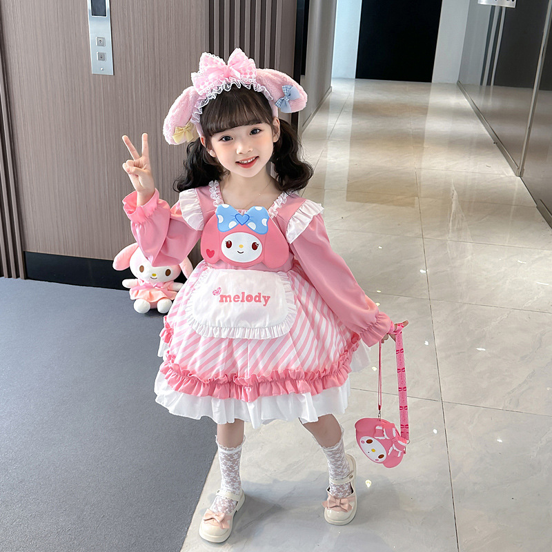 Váy liền merletti lolita cho bé gái 2023 váy công chúa ngọt ngào trẻ em mẫu mới mùa thu váy lễ phục bé gái