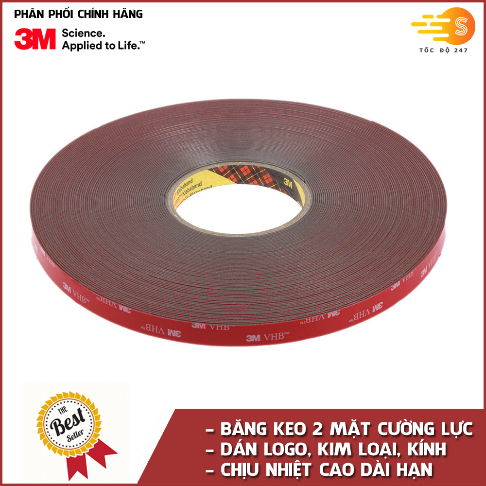 Băng keo cường lực siêu dính 3M khổ 10mm x 10m 4229P-10, GPL-1110 - Tốc Độ 247, Siêu dính, cường lực, chính hãng 3M, Băng keo GPL dài 11m dán được trên vật liệu nhựa