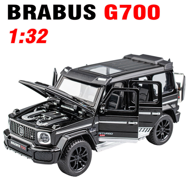 Mô hình xe ô tô đồ chơi trẻ em Mercedes Brabus G700 tỉ lệ 1:32 xe bằng kim loại có đèn và âm thanh mở được các cửa