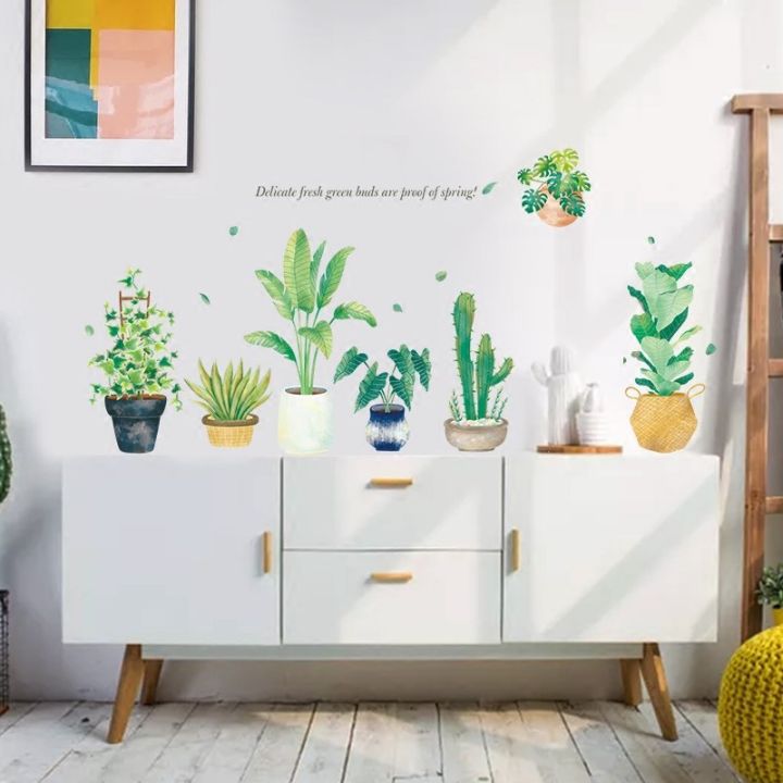 Decal dán tường Chậu Cây Cảnh Chỉ Cần Bóc Và Dán trên bất kì bề mặt nào