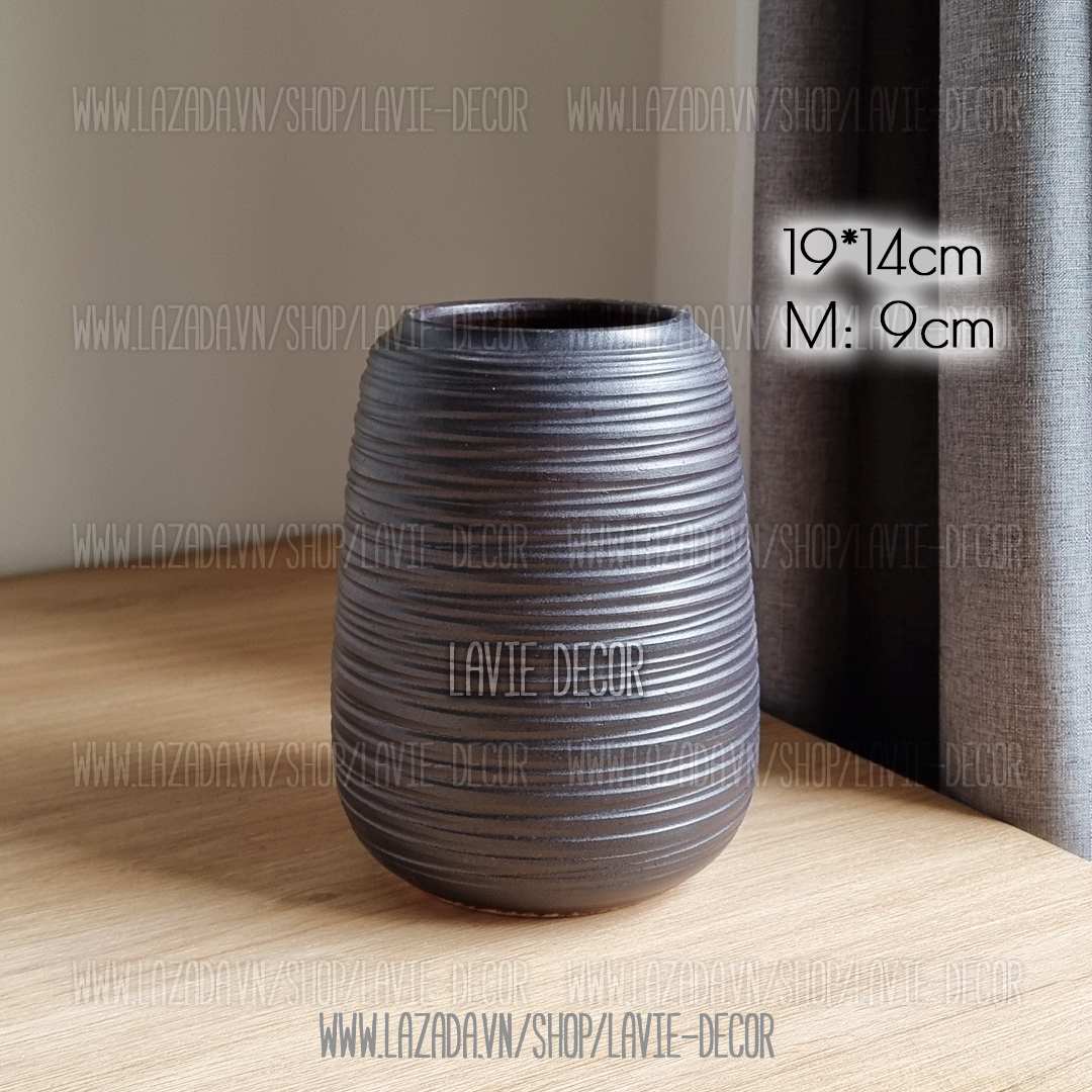 Lọ hoa gốm sứ men đen Bát Tràng