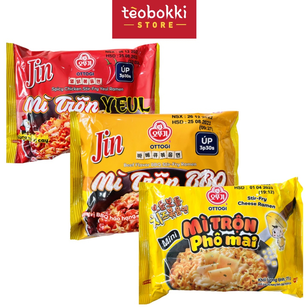 Mì trộn Ottogi gói mini nhiều vị (phô mai, BBQ, vị gà cay) 70g, 80g