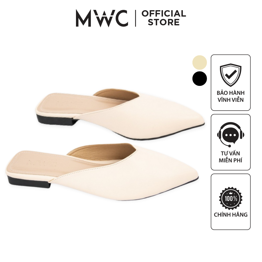 Sục nữ thời trang MWC Dép sục đế bệt mũi nhọn basic NUDE- 8071