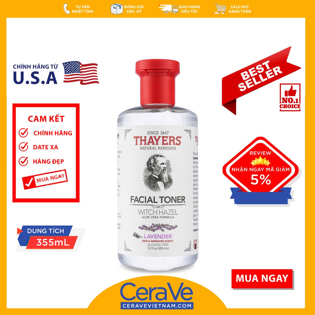 [HCM]Thayers Lavender Facial Toner - Nước hoa hồng kiểm soát dầu (355mL)