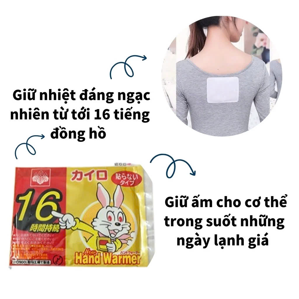 Miếng dán giữ nhiệt Kairo ấm bụng cơ thể toàn thân 16 tiếng an toàn tiện lợi cho bé và người lớn