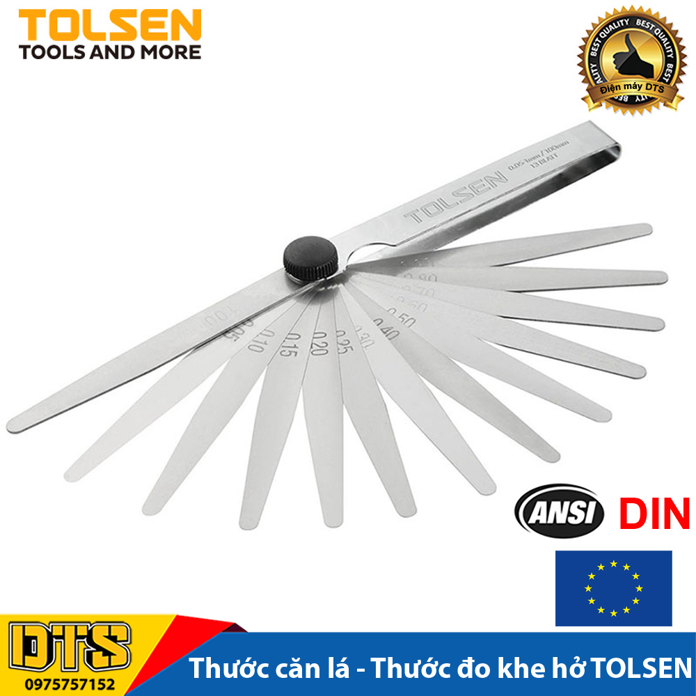 Thước căn lá, thước đo khe hở công nghiệp 13 lá 0.05 - 1.00mm TOLSEN 100mm thép không gỉ cao cấp - Tiêu chuẩn xuất khẩu châu Âu