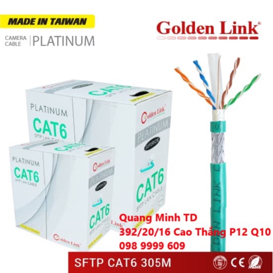Cáp mạng Golden Link UTP SFTP CAT6 50M 100M ( Bấm sẳn 2 đầu)