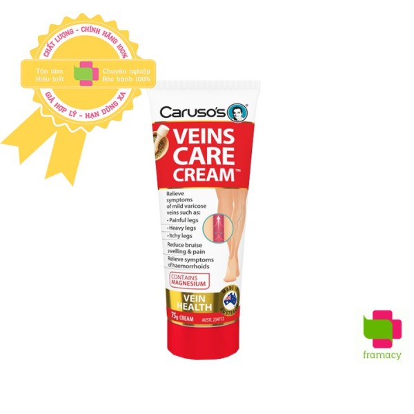 Kem giảm giãn tĩnh mạch Carusos Veins Care Cream/Clear, Úc (60v/75g) cho người từ 18 tuổi