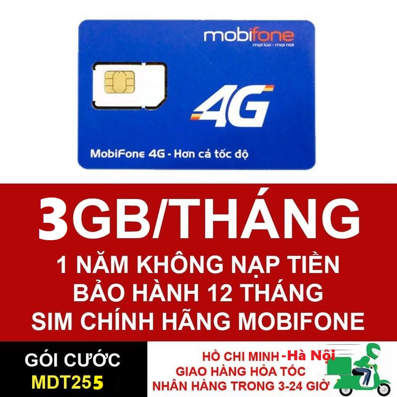 SIM 4G Mobifone Trọn Gói 1 Năm Không Cần Nạp Tiền lướt web thả ga không lo mất phí - Bảo hành từ MƯỜNG THANH ROYAL FREESHIP - CHƯA KÍCH HOẠT.