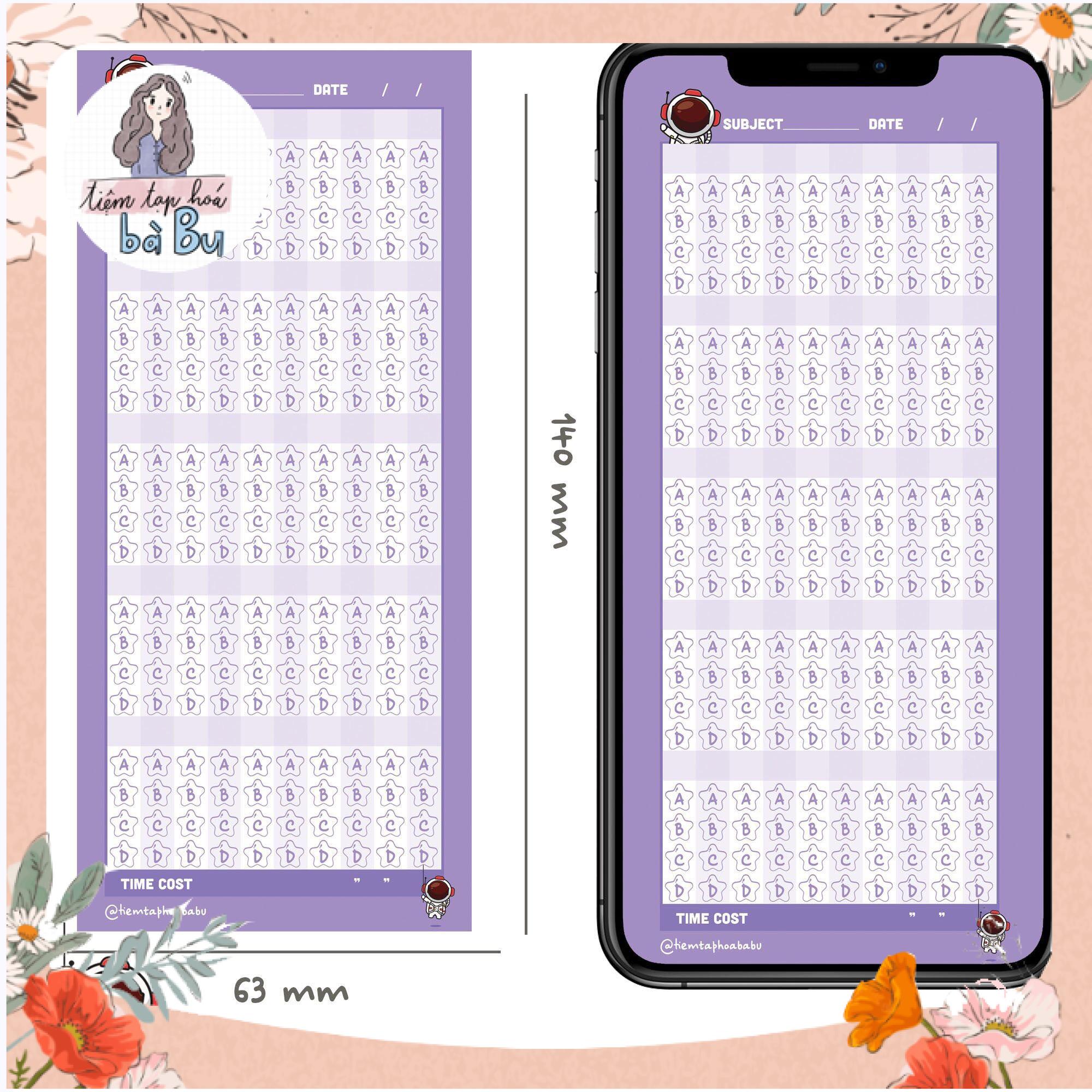 Tập 30 tờ phiếu trắc nghiệm 50 câu của Tiệm tạp hoá bà Bu - phiếu trắc nghiệm answer sheet Squid Game Astronaut