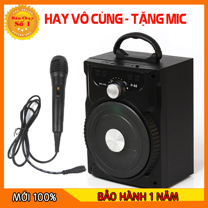 [HCM]Loa Kẹo Kéo Có Mic Hát Karaoke Nghe Nhạc Bluetooth Loa bluetooth loa kraoke cắm thẻ nhớ nghe đài FM Siêu Hay - Tặng kèm Mic