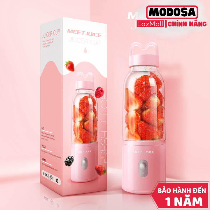 Máy xay sinh tố modosa cầm tay meet juice - máy xay sinh tố cầm tay mini quả dâu
