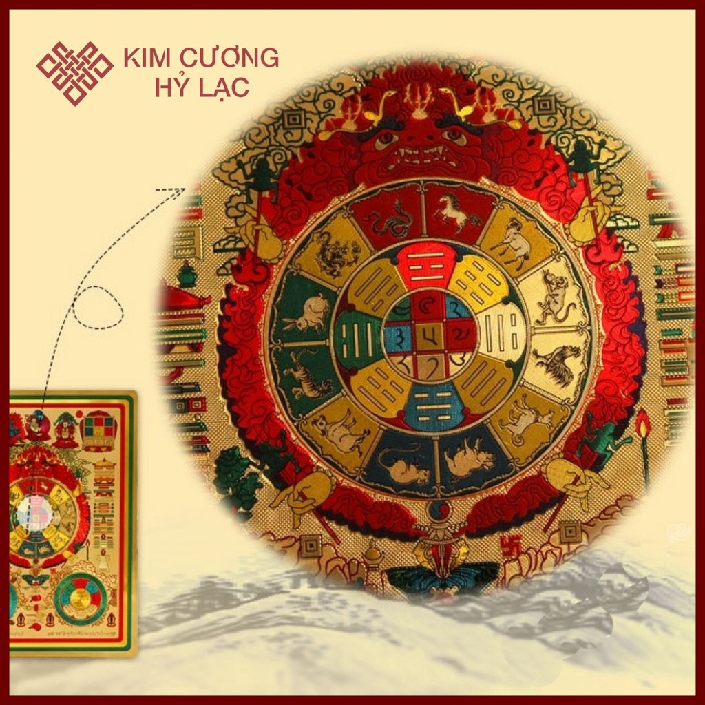 Decal dán Văn Thù Cửu Cung Mật tông [Kim Cương Hỷ Lạc] 12 cm