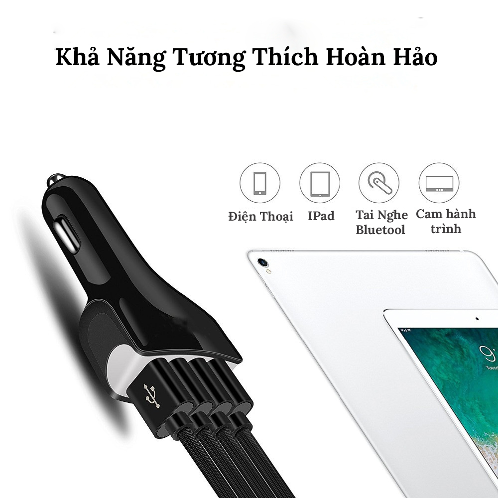 Tẩu Sạc Ô Tô 4 Cổng USB (Có 1 Cổng Quick Sạc Nhanh 3.0)