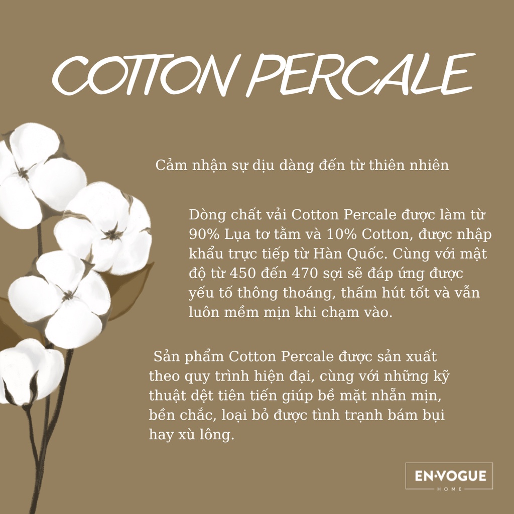 Vỏ gối họa tiết lụa tơ tằm COTTON PERCALE Envogue Home ( 50x70cm ) - 1 chiếc