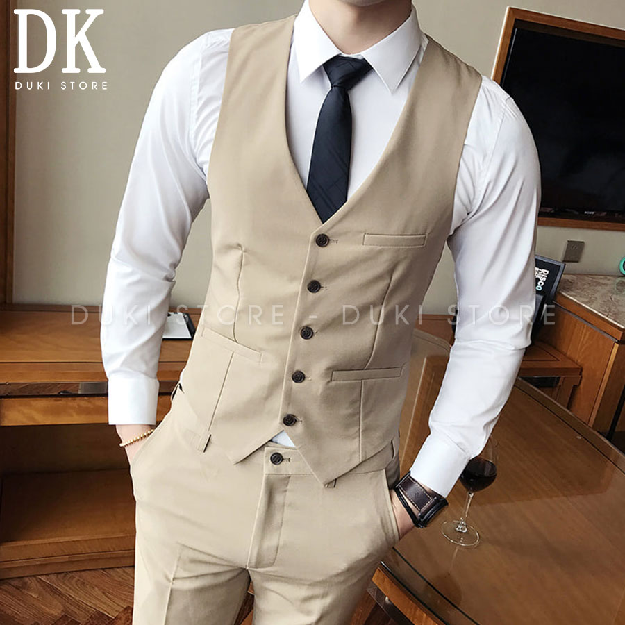 Áo gile nam màu kem đẹp dgl0010 - duki store