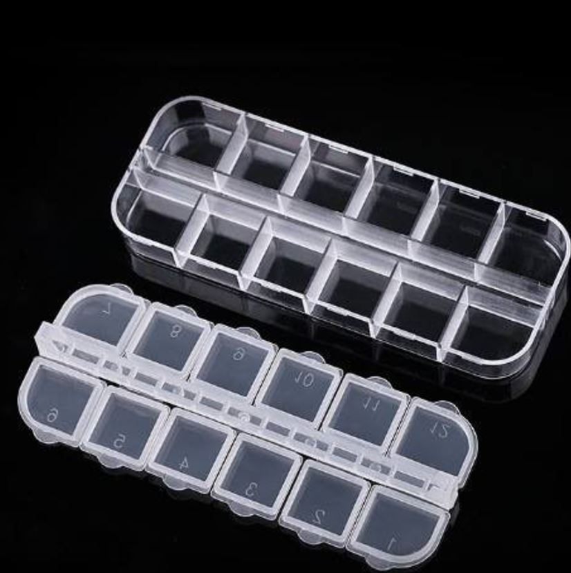 Hộp nhựa 12 ô đựng đá, charm, phụ kiện nail trang trí - Nail 937