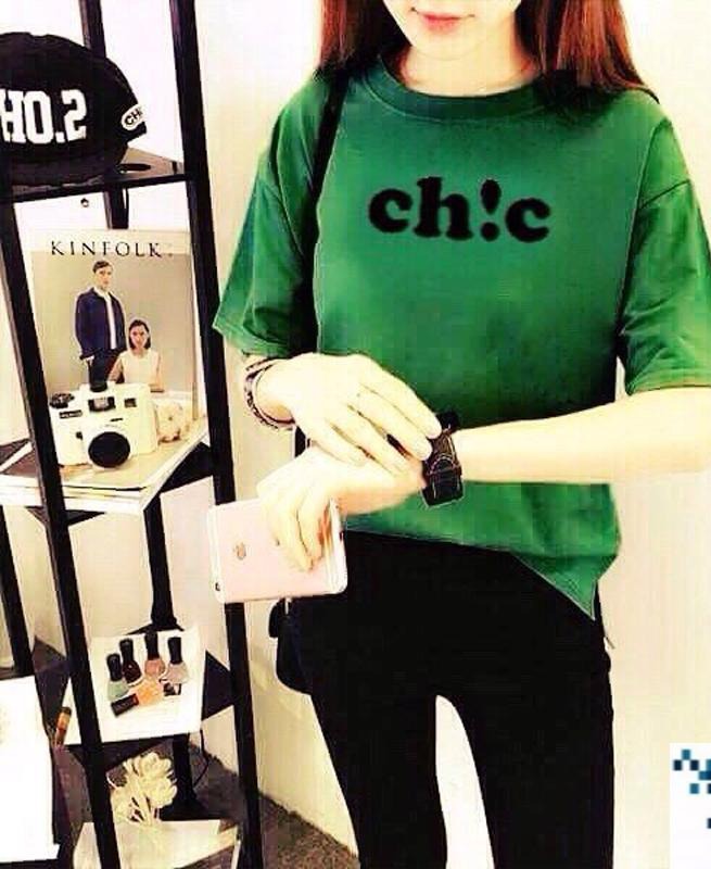 Áo thun nữ in chữ chic thời trang nhiều màu