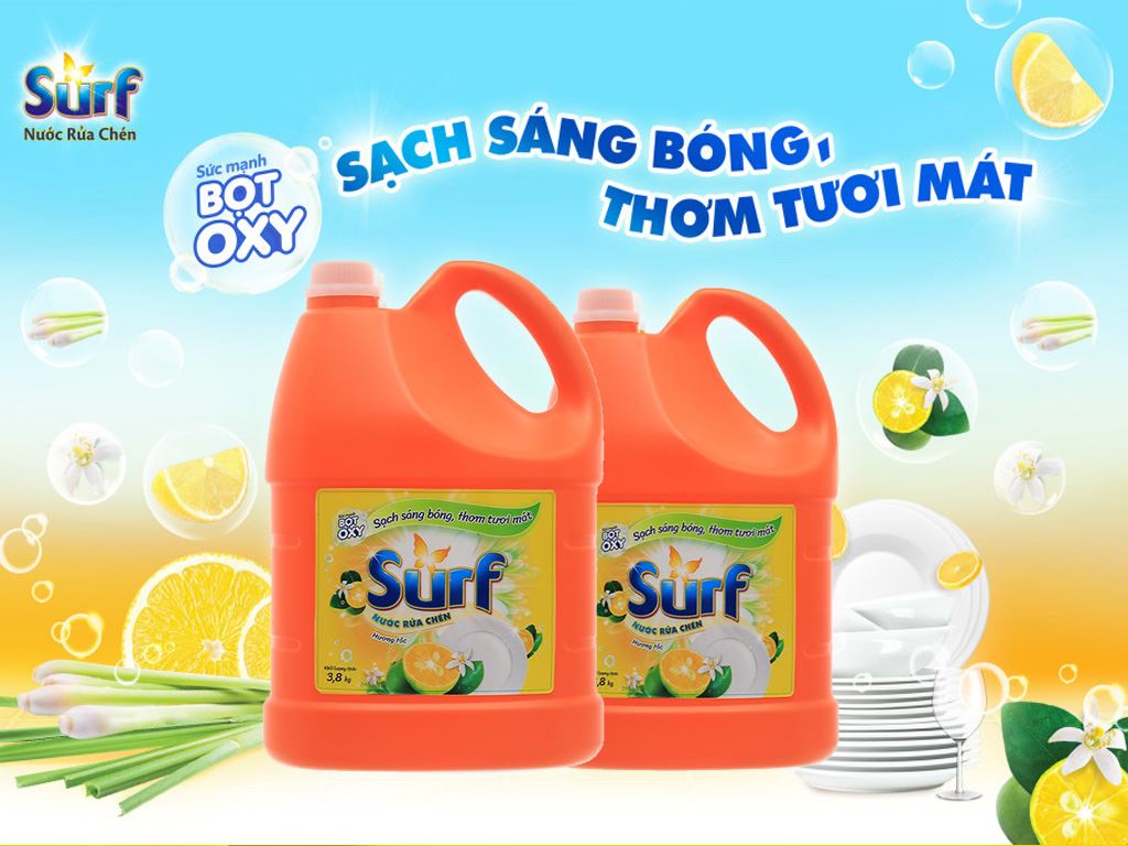 Nước Rửa Chén Surf Hương Tắc (Cam) Can 3.5KG