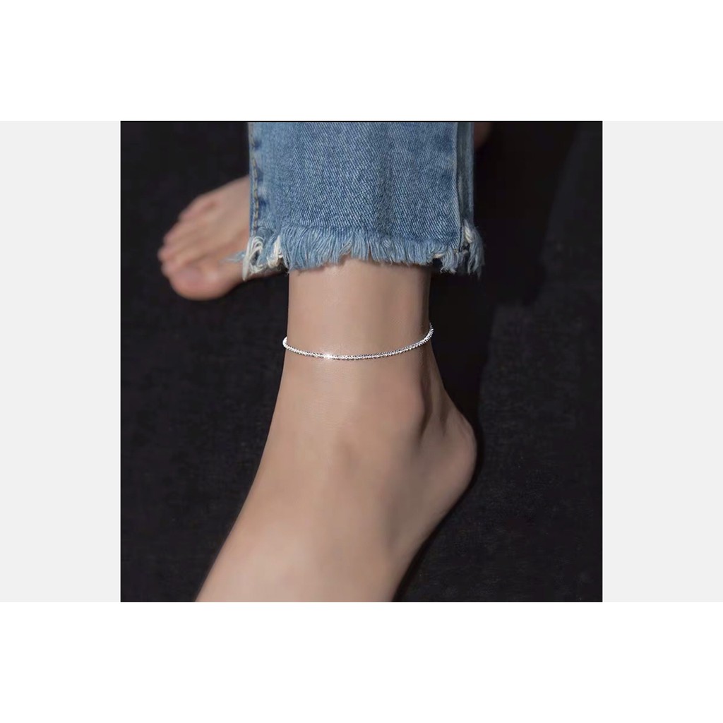 Lắc chân bạc Tlee, lắc dây xù lấp lánh- TleeJewelry