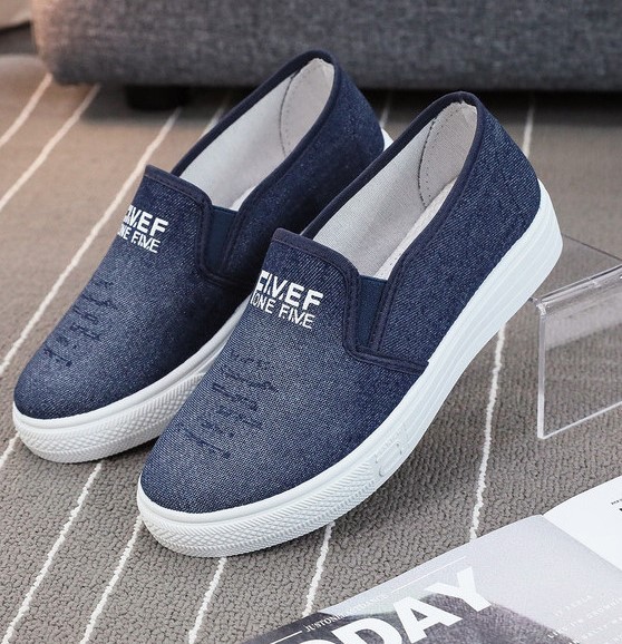 Giày lười vải jean đế cao su mềm cao 2p