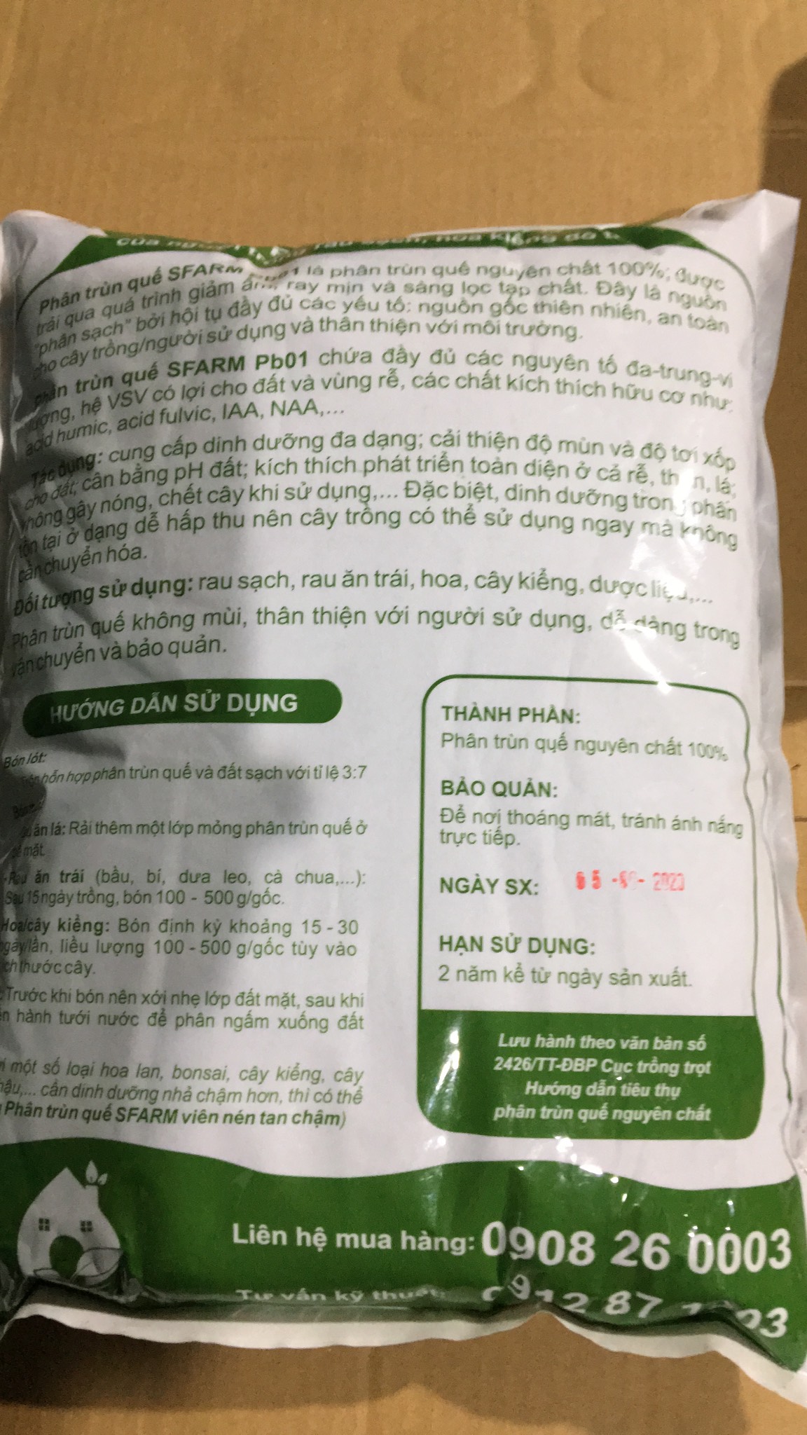 PHÂN TRÙN QUẾ ( ĐÃ QUA XỬ LÝ ) SFARM PB01