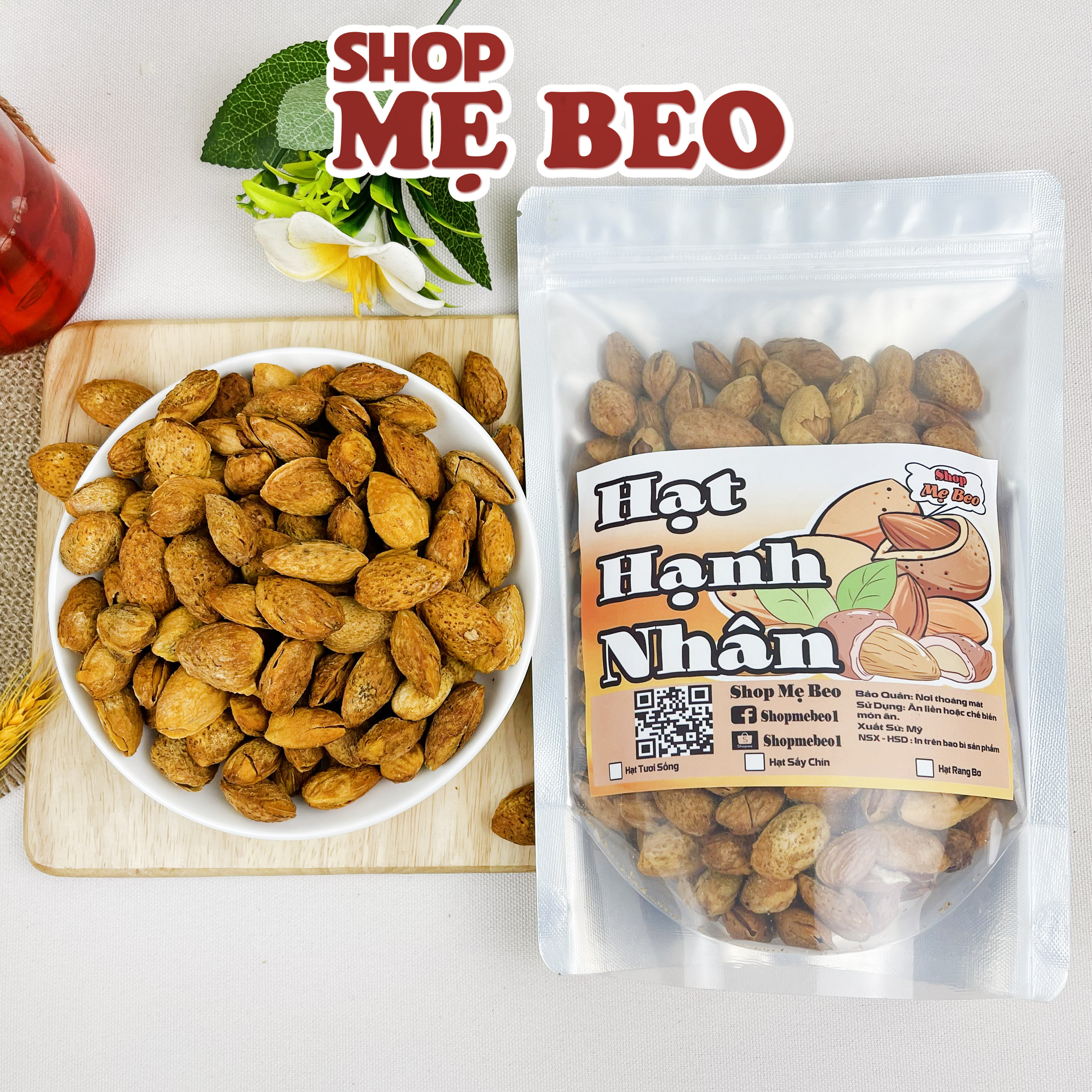 500Gr Hạt Hạnh Nhân Mỹ Rang Bơ Mõng Vỏ Cực Ngon