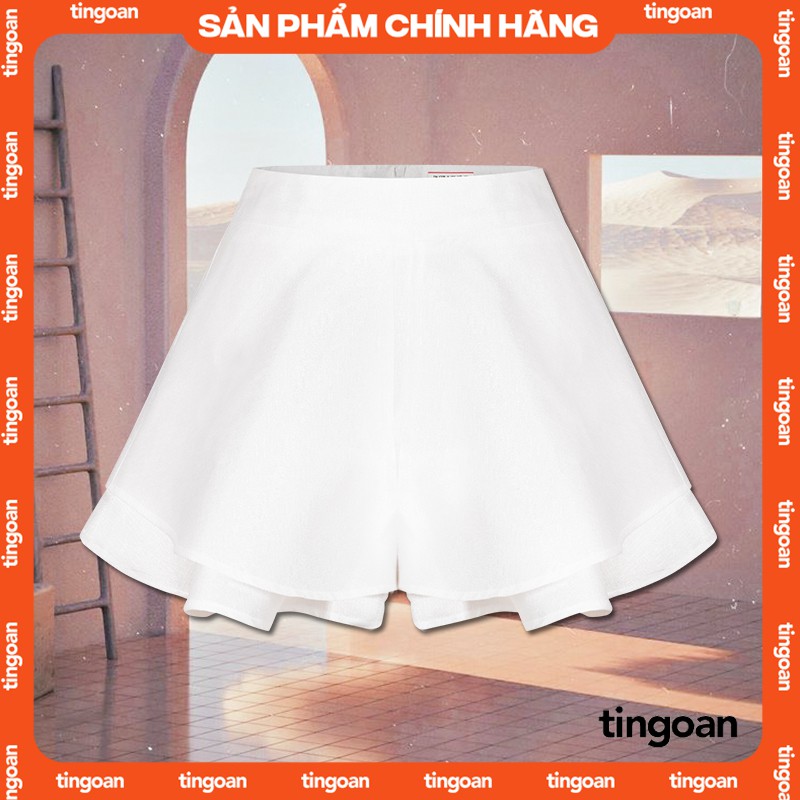 TINGOAN® - Quần váy tafta cạp cao xoè 2 tầng trắng CHARMIE SKORT/WH