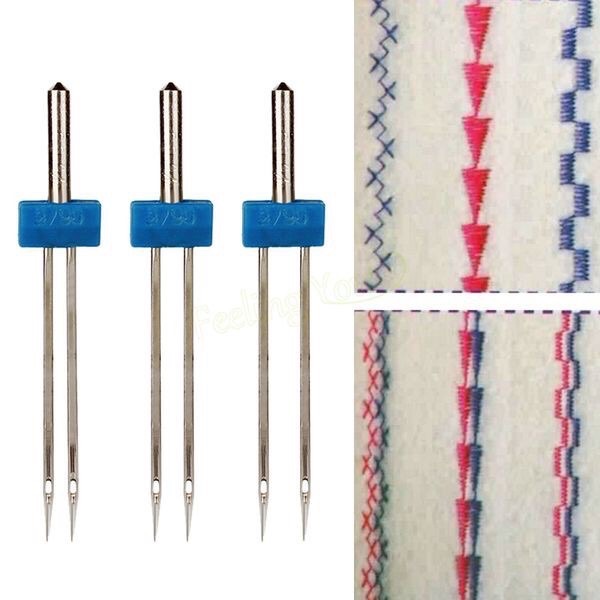 03 chiếc Kim đôi máy may gia đình, có 3 cỡ 2mm, 3mm, 4mm.