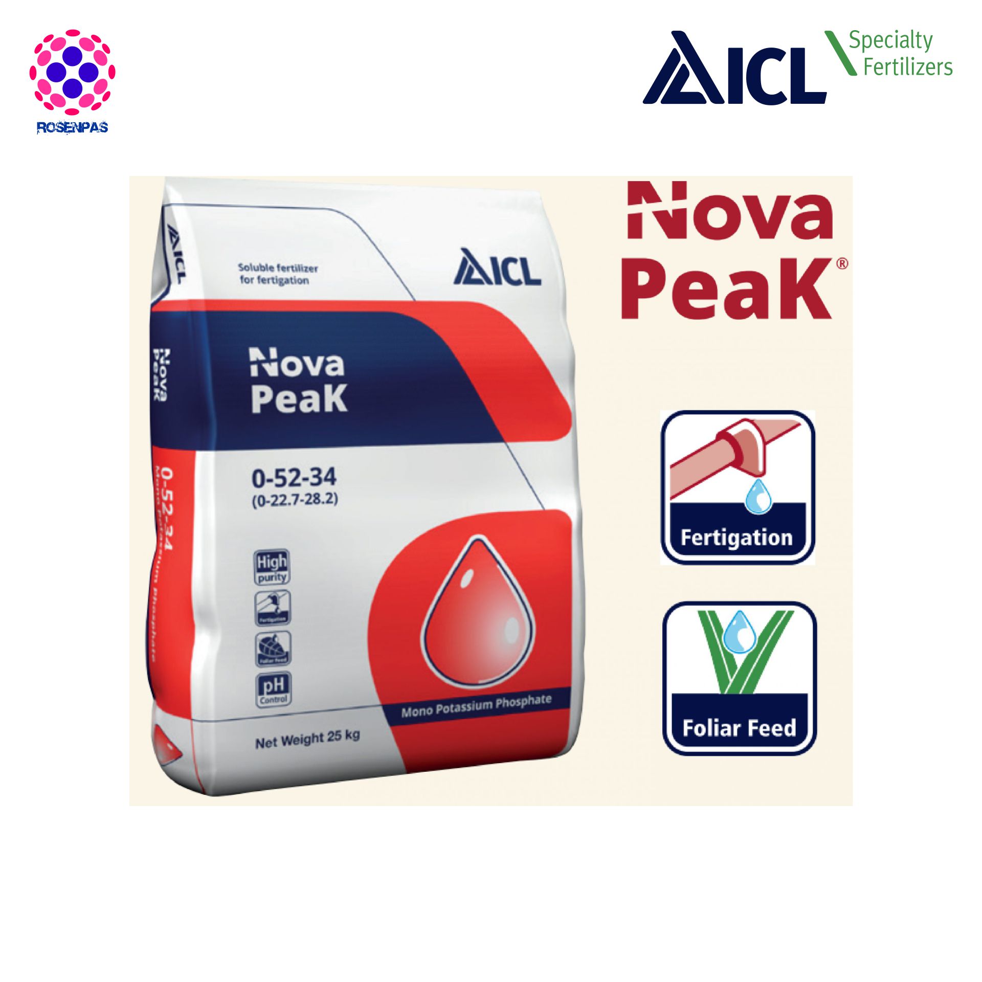 Phân bón ICL Nova Peak 0-52-34(MKP)