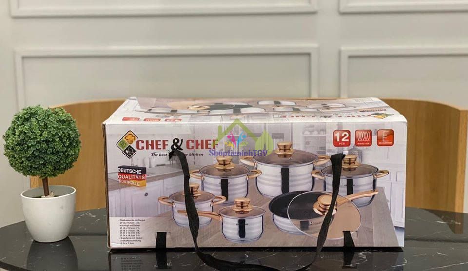BỘ NỒI CHEF AND CHEF 6 MÓN VUNG KÍNH GERMANY