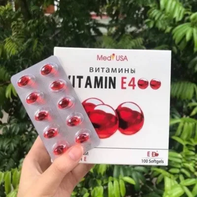 Viên uống vitamin E 400 đẹp da sáng da hạn chế lão hoá da hộp 100 viên E đỏ Chính hãng
