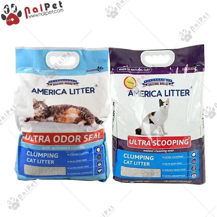 Cát Vệ Sinh Cát Đất Sét Cho Mèo America Litter 10L