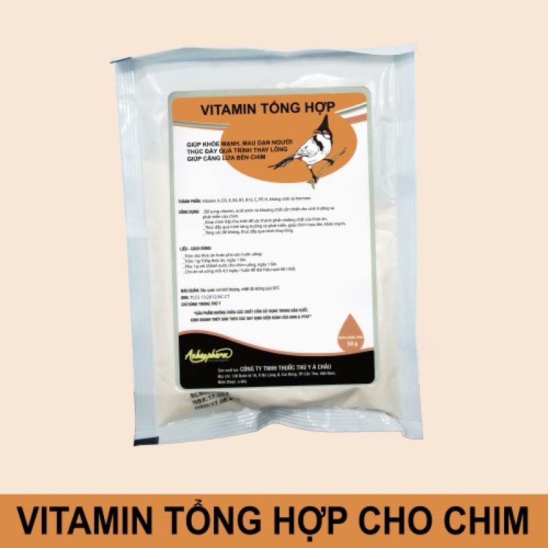 Vitamin Tổng Hợp Dành Cho Chim Cảnh 50g , cu gáy, chào mào, khướu, vẹt, chích chòe, họa mi, săn mồi, chìa vôi, bồ câu Vitamin A, D, E, C, B